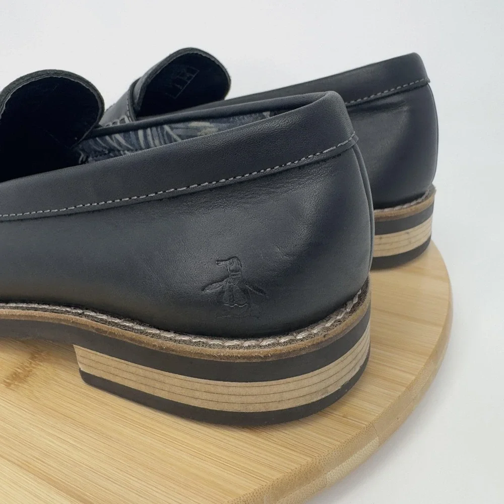 Original‎ Penguin Benson Shoes Mens Size 11 Black Leather Penny Loafers Dress